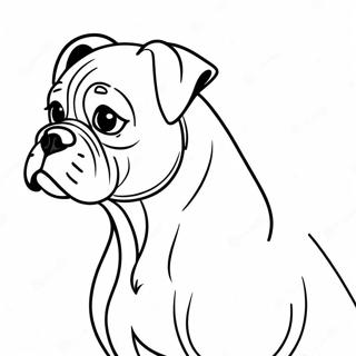 Page à colorier de chien boxer espiègle | Page de coloriage Chien Boxer