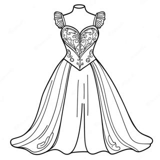 Page à colorier de robe de style coquette | Page de coloriage Coquette