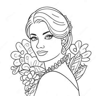 Page à colorier de fille coquette élégante | Page de coloriage Coquette