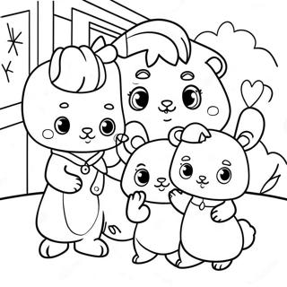 Page à colorier de la famille Calico Critters | Page de coloriage Critters Calico