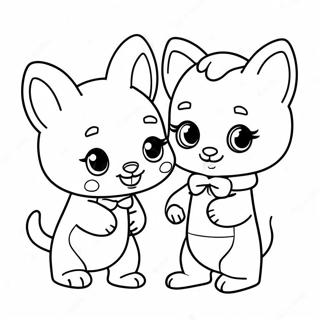 Page à colorier de Calico Critters adorables jouant ensemble | Page de coloriage Critters Calico