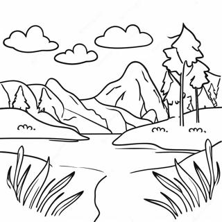 Page à colorier Paysage Aquarelle | Page de coloriage Aquarelle