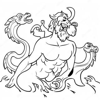 Page à colorier Hercule combattant l'Hydre | Page de coloriage Hercule
