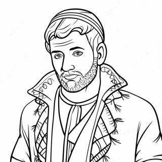 Page à colorier de Joseph avec un manteau coloré | Page de coloriage Joseph
